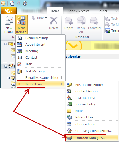 how to create a pst file in outlook