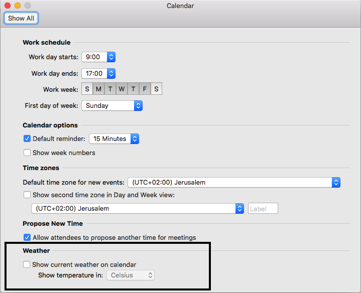Show and remove the weather bar in Outlook 2016 / 2019 calendar |  EasyTweaks.com