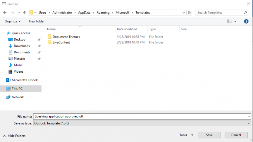 Outlook Meeting Template