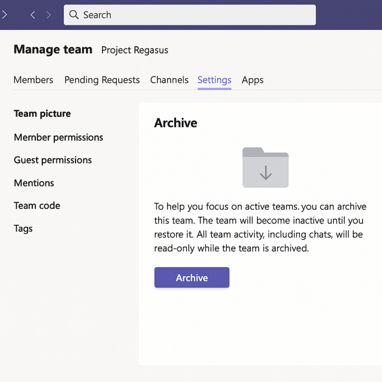How to archive or hide a team in Microsoft Teams?