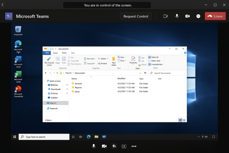 Use Teams to remote control a desktop during a meeting