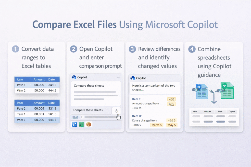 How to compare two Excel files using Copilot in Microsoft 365?