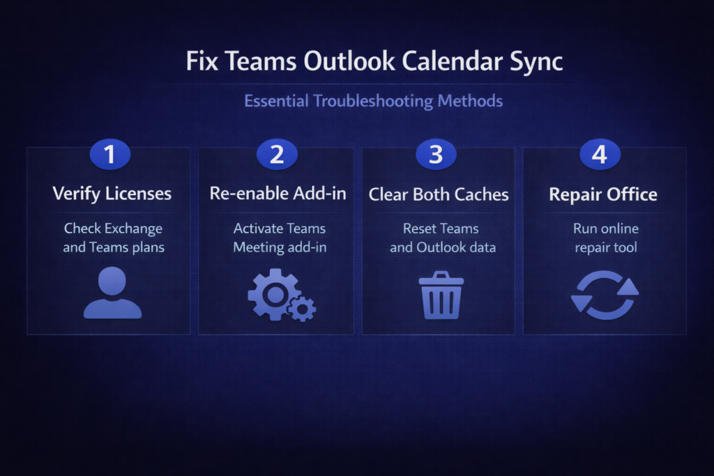 How to fix Teams meetings not syncing to Outlook calendar