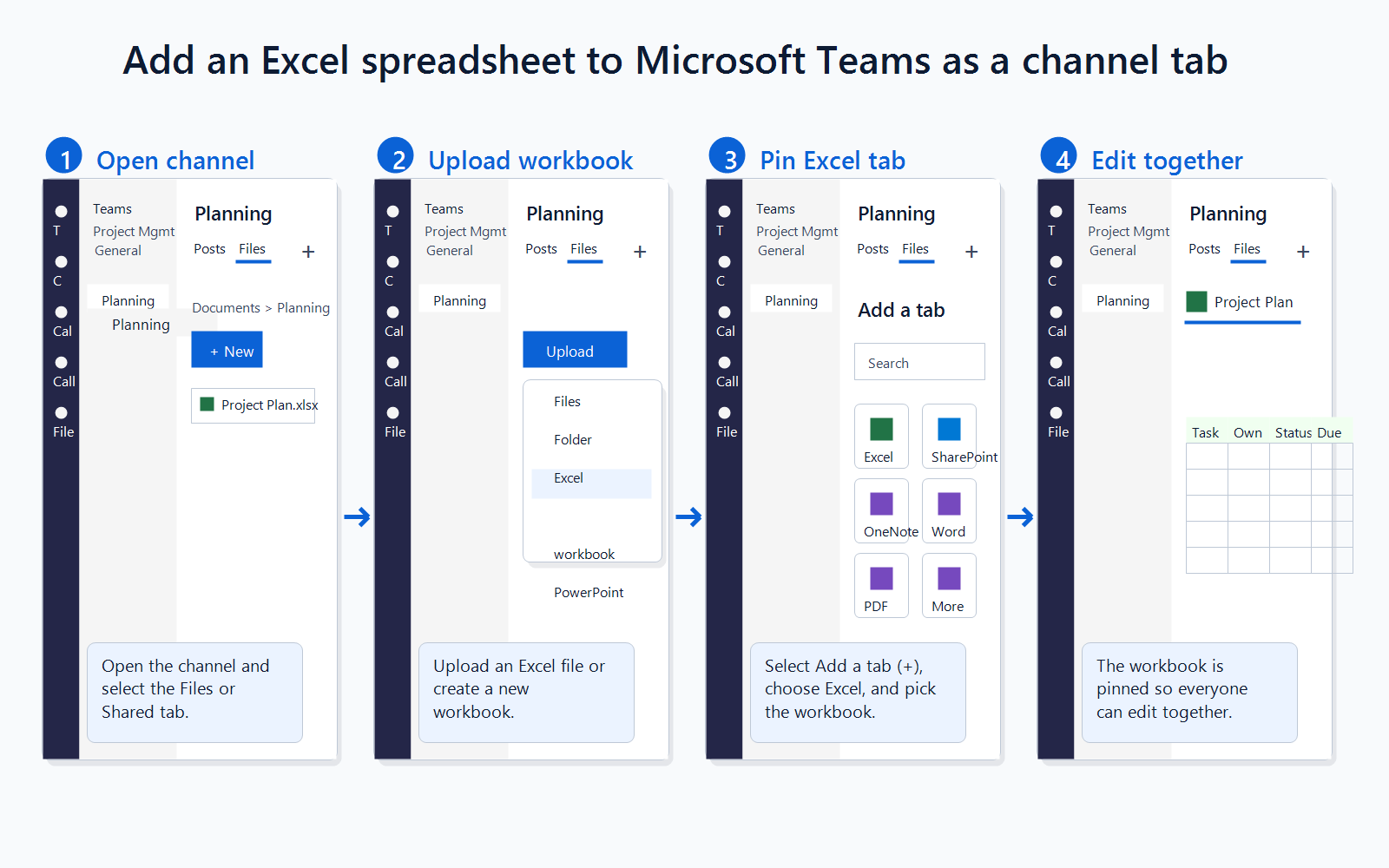 Add Excel to Teams without breaking file access workflow infographic