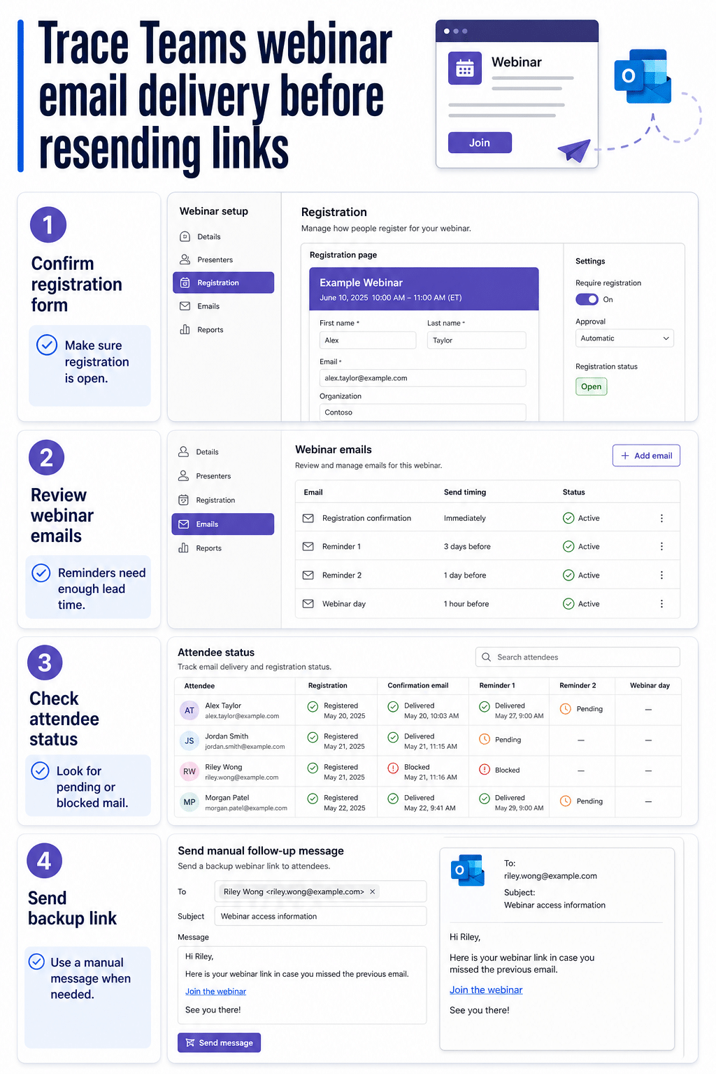 Teams webinar email delivery checks
