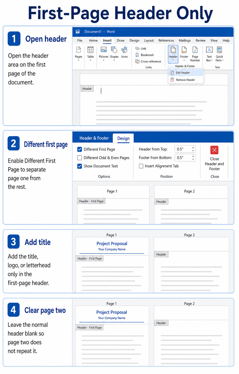 First-Page Header Only