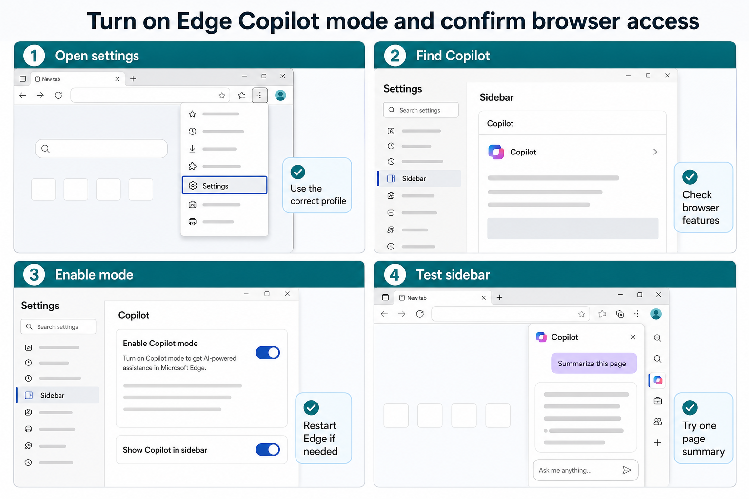 Edge Copilot mode settings workflow