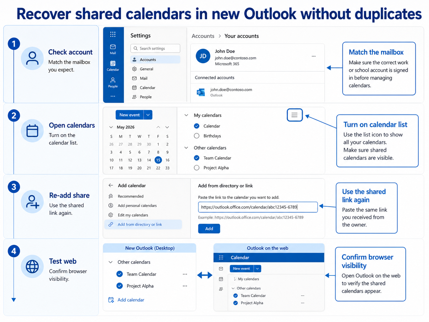 Shared calendars missing in new Outlook