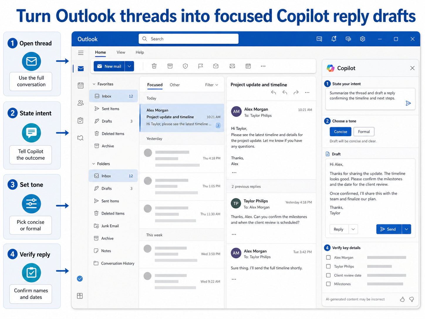 Outlook Copilot prompt workflow for better replies