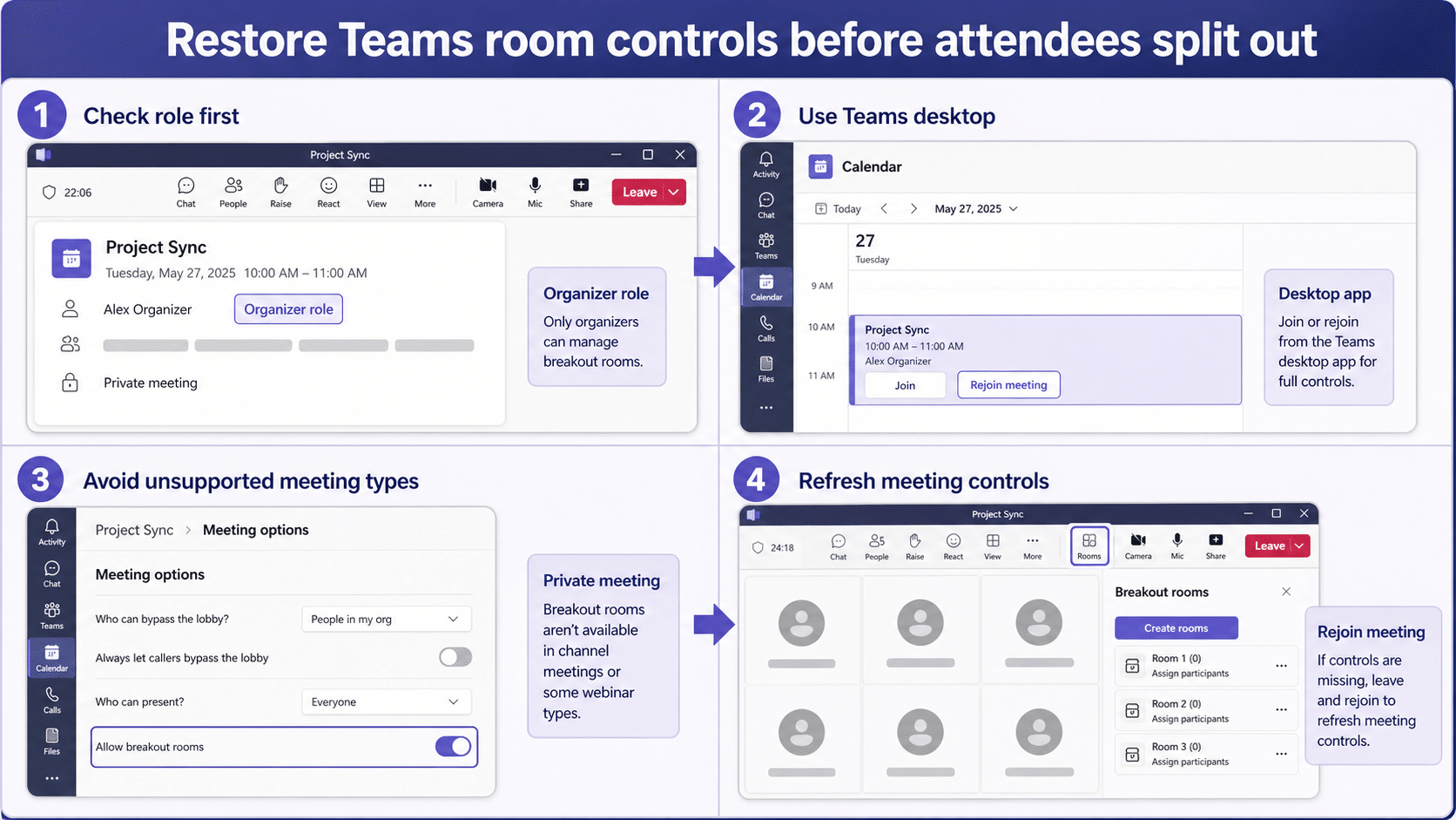Teams breakout room controls checklist