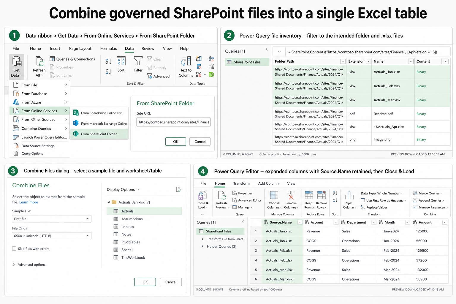 Excel Power Query combining filtered SharePoint library files