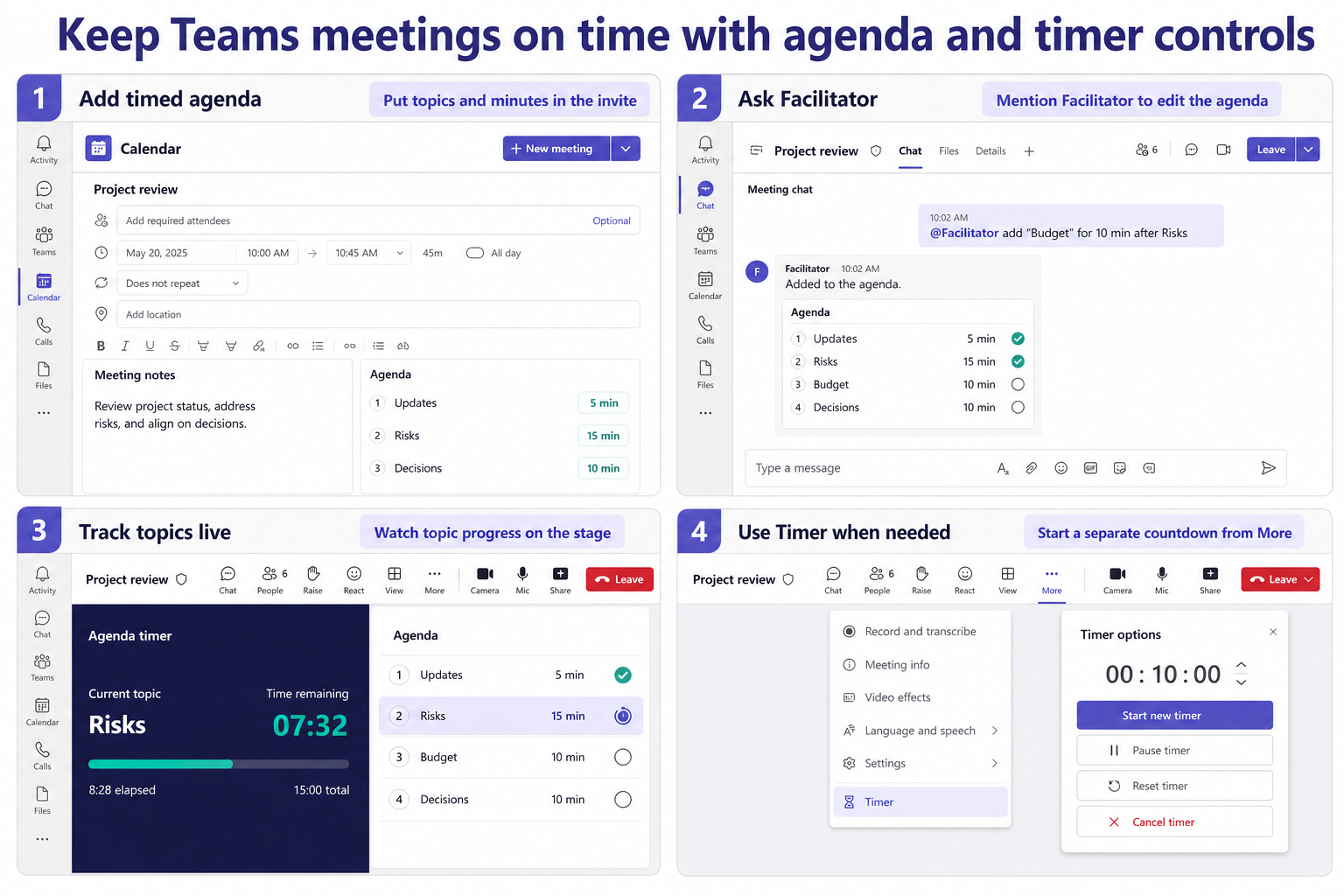 Teams agenda timer workflow